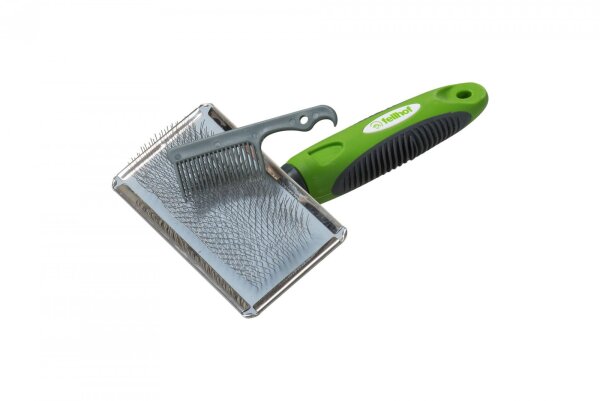 Fellbürste Lammfell-Bürste mit Reinigungskamm ergonomischer Griff