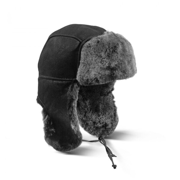 Lammfell-Mütze Wintermütze Leder schwarz 58 Herren Louie Ohrenschutz