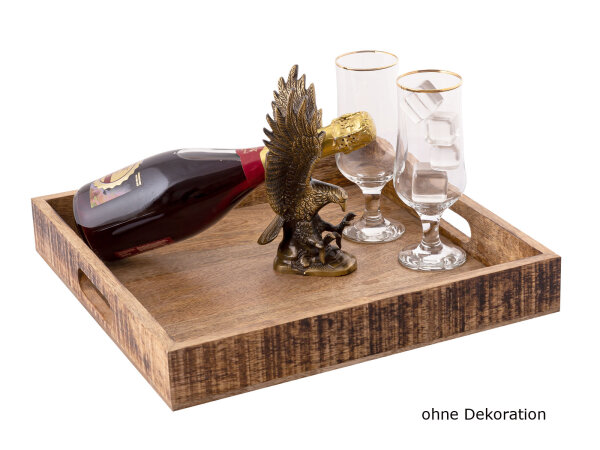 Holztablett Servierbrett Deko Tablett eckig Vintage Mangoholz massiv