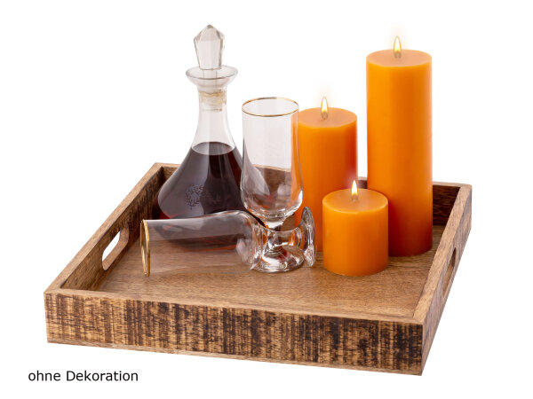 Holztablett Servierbrett Deko Tablett eckig Vintage Mangoholz massiv