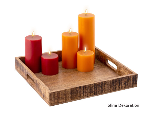 Holztablett Servierbrett Deko Tablett eckig Vintage Mangoholz massiv