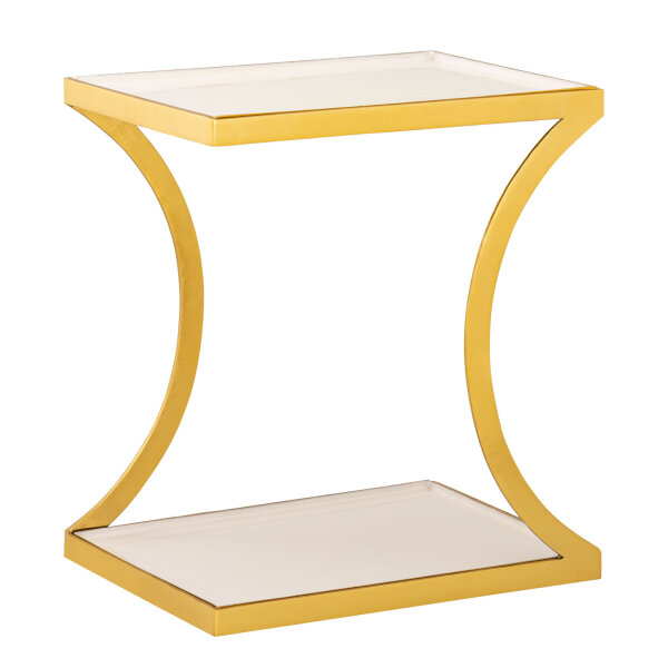 Beistelltisch Dekotisch eckig Sofatisch Tisch Metall gold Emaille