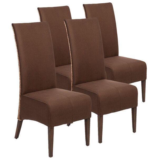 Rattanstühle 4er-Set Antonio Polsterstühle braun Wildlederoptik cogna