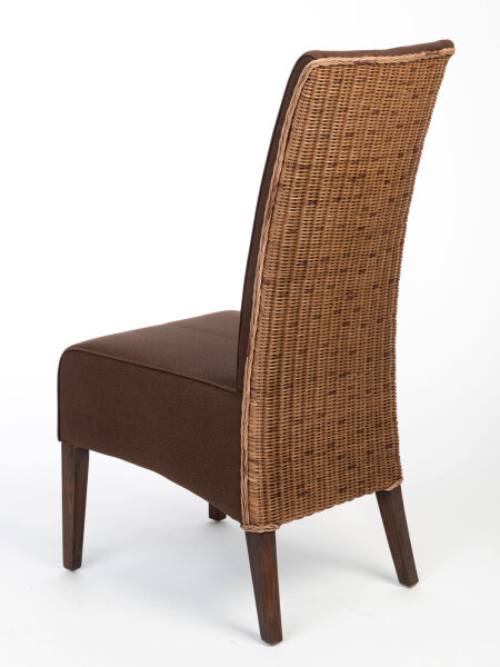 Rattanstühle 4er-Set Antonio Polsterstühle braun Wildlederoptik cogna