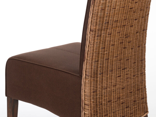 Rattanstühle 4er-Set Antonio Polsterstühle braun Wildlederoptik cogna