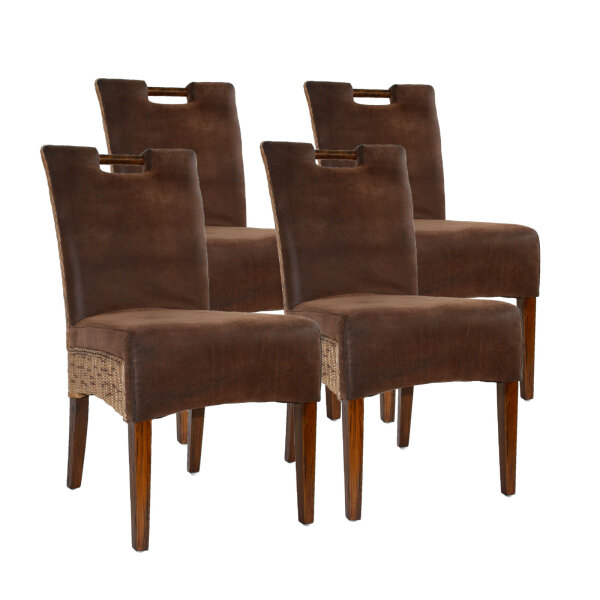 Rattanstuhl Esszimmerstühle 4er SET Bilbao vollgepolstert brown