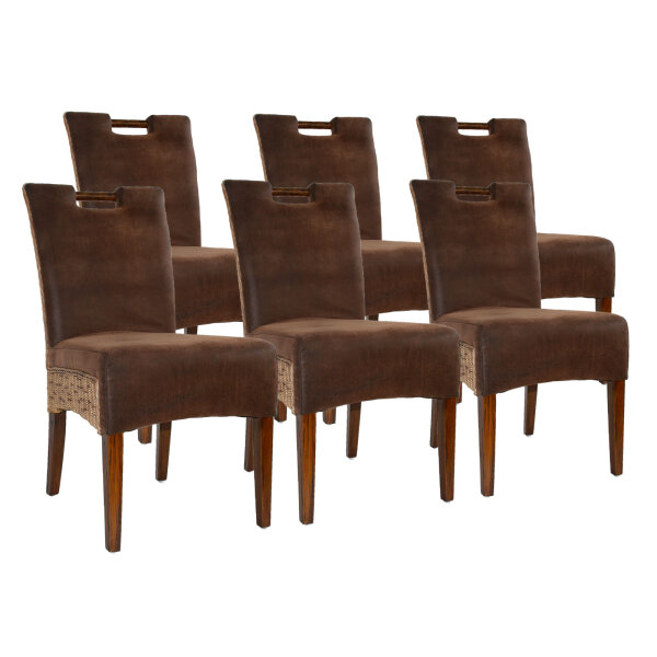 Rattanstühle Esszimmerstühle 6er SET Bilbao vollgepolstert brown