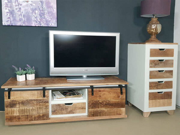 TV Schrank Massivholz B 125 H 45 cm TV Lowboard Fernsehschrank