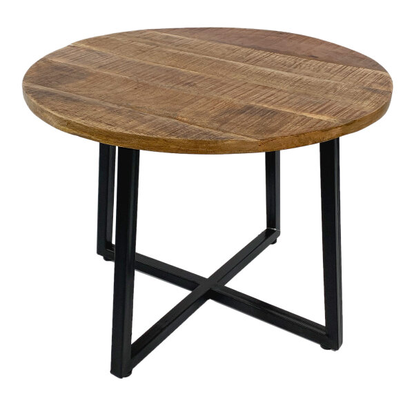 Couchtisch rund 60cm Beistelltisch Cannes Metall-Gestell schwarz weiß