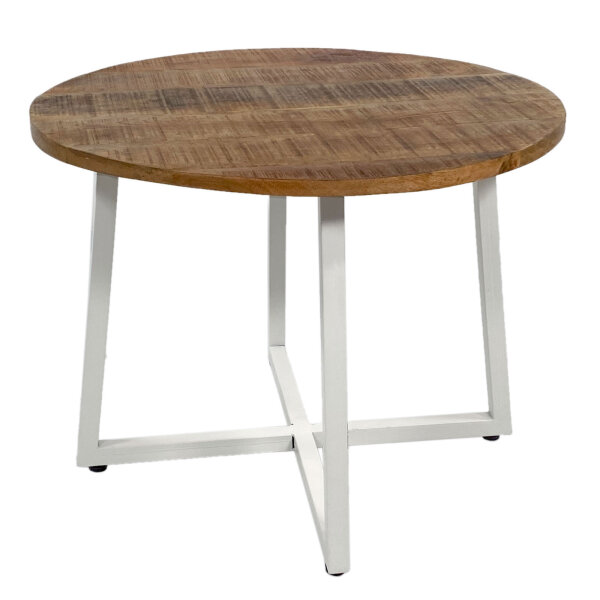 Couchtisch rund 60cm Beistelltisch Cannes Metall-Gestell schwarz weiß