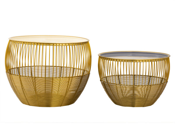 Beistelltisch 2er Set Dekotische Sofatisch Glamira Couchtisch gold