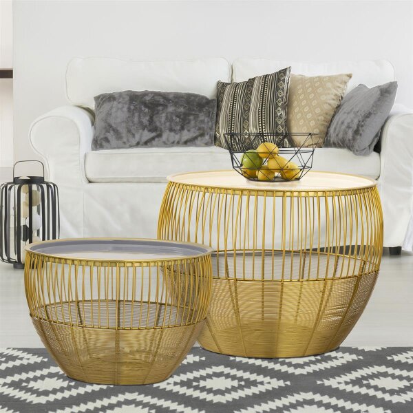 Beistelltisch 2er Set Dekotische Sofatisch Glamira Couchtisch gold