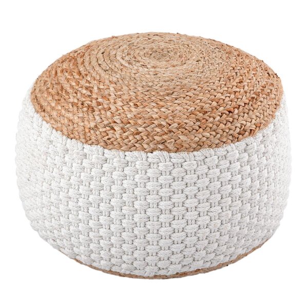 Sitzpouf Jute Sitzhocker rund Deko Hocker natur Sitzpouf Fußhocker