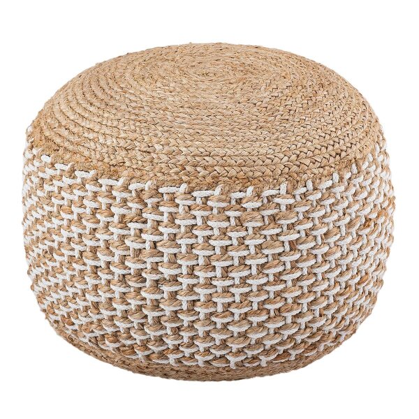 Sitzpouf Jute Sitzhocker rund Deko Hocker natur Sitzpouf Fußhocker