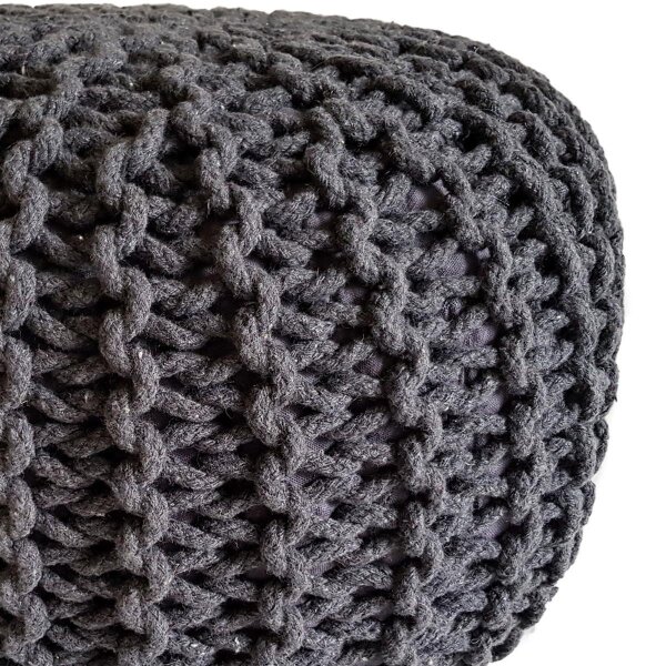 Pouf Strickhocker rund – handgemacht aus recycelter Baumwolle, nachhaltig Ø 55cm