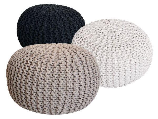 Strickhocker 3er Set Pouf Sitzpouf Sitzpuff Pouf Bodenkissen Ø 55cm