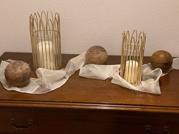 Windlicht Set romantisch 2-teilig mit Glaseinsatz rund schwarz / gold