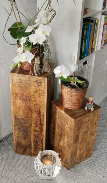 Blumensäule Hocker Pflanzenständer Beistelltisch 27x27 cm quadratisch