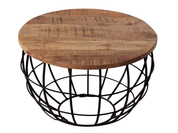 Couchtisch nachhaltig rund Wohnzimmer-Tisch Massivholz London 55cm