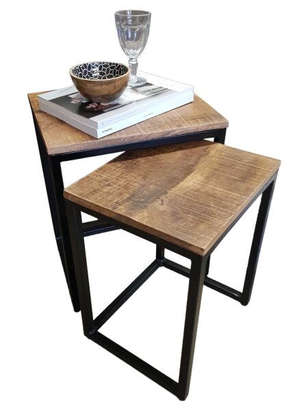 Couchtisch 2er Set Stück Wohnzimmer Satztisch Dallas schwarz o. weiß