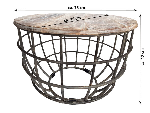 Couchtisch Lexington Beistelltisch Wohnzimmertisch Satztisch Ø 75cm Massivholz