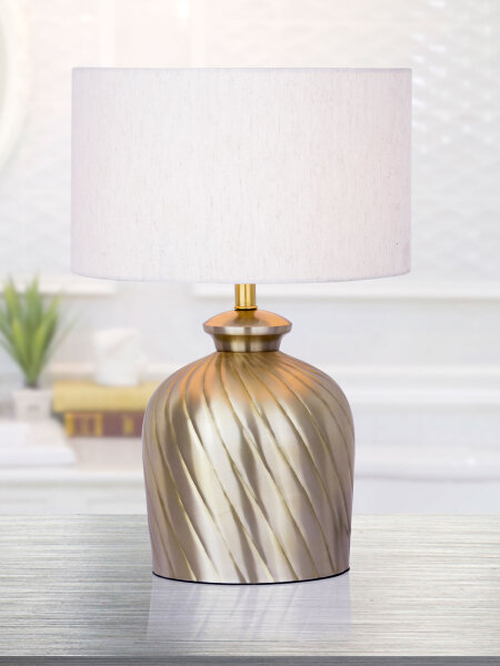 Tischlampe Nachttischlampe ø 30 x H 52 cm Metall Sockel gold silber