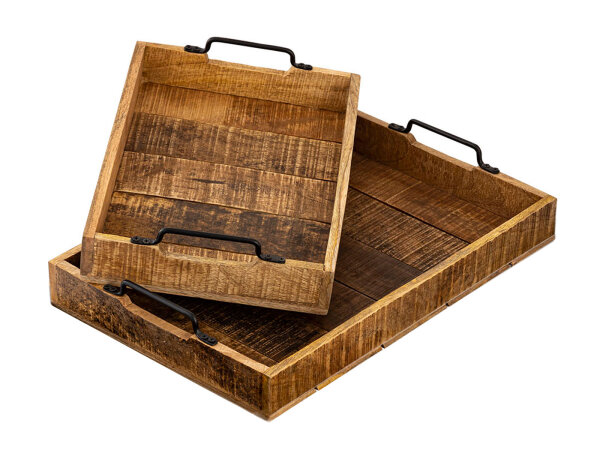 Holztablett Set 2 Stück 46x31cm Serviertablett Serviertablett  aus Mangoholz