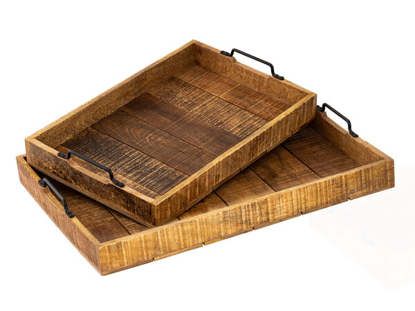 Holztablett Set 2 Stück 46x31cm Serviertablett Serviertablett  aus Mangoholz
