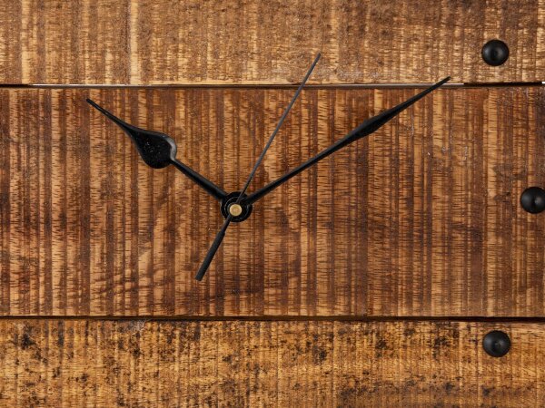 Wanduhr Holzuhr Wohnzimmer lautlos quadratisch aus Mangoholz massiv