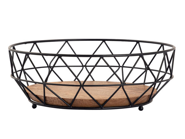 Obstkorb Set 2 Stück Brotkorb Obstschale rund ø 28 H 10 cm Metall schwarz