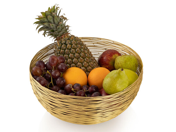 Obstschale ø 30 cm Brotkorb Obstkorb rund gold dollce Metall Drahtstruktur
