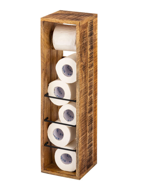 Toilettenpapierhalter Klopapierhalter Klorollenhalter quadratisch Mangoholz