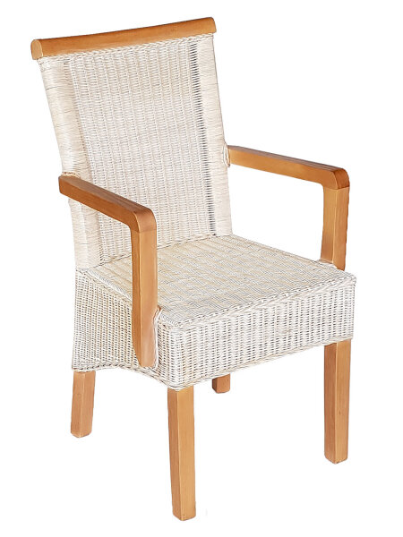 Esszimmer Stühle Set 2 Stück mit Armlehnen Rattanstühle weiß Rattan nachhaltig