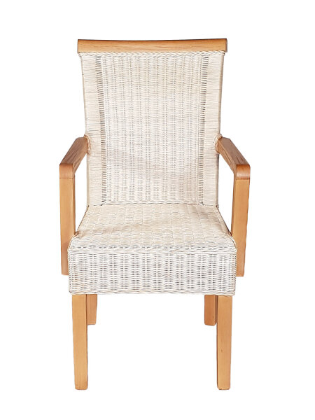 Esszimmer Stühle Set 2 Stück mit Armlehnen Rattanstühle weiß Rattan nachhaltig