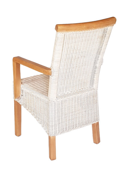 Esszimmer Stühle Set 2 Stück mit Armlehnen Rattanstühle weiß Rattan nachhaltig