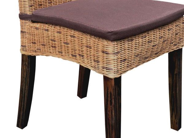 Esszimmer Stühle Set 6 Stück Rattanstühle Korbstühle Cardine Sitzkissen braun