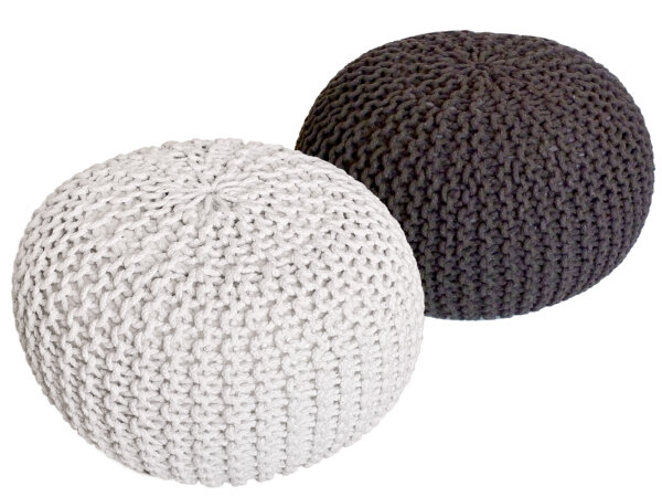 Strickhocker 2er Set Pouf Sitzpouf Sitzpuff Pouf Bodenkissen Ø 55cm