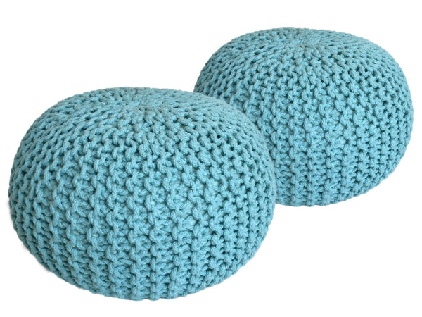 Strickhocker 2er Set Pouf Sitzpouf Sitzpuff Pouf Bodenkissen Ø 55cm
