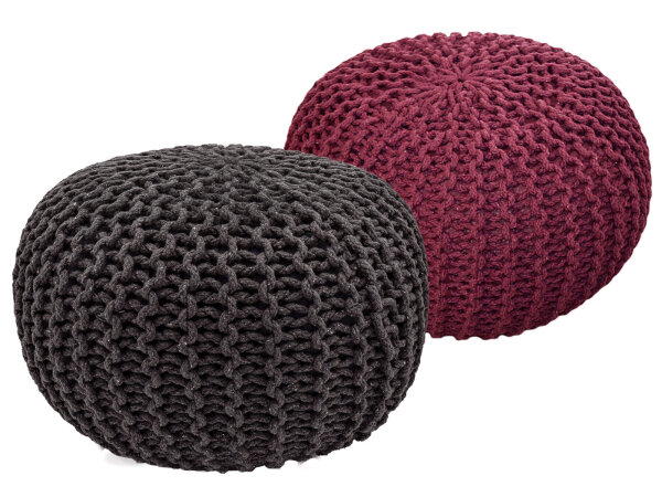 Strickhocker 2er Set Pouf Sitzpouf Sitzpuff Pouf Bodenkissen Ø 55cm