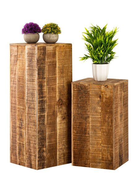 Blumensäule 27x27 Pflanzenständer Beistelltisch quadratisch Mangoholz