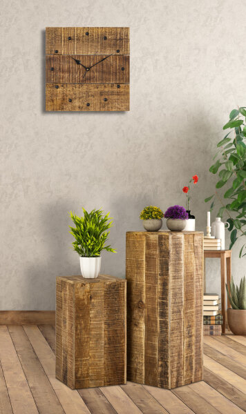 Blumensäule 27x27 Pflanzenständer Beistelltisch quadratisch Mangoholz