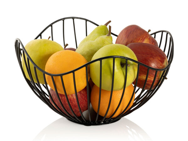 Obstschale Metall Brotkorb Set 2 Stück Obstkorb Metall schwarz o. gold rund Wave