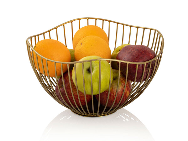 Obstschale Metall Brotkorb Set 2 Stück Obstkorb Metall schwarz o. gold rund Wave