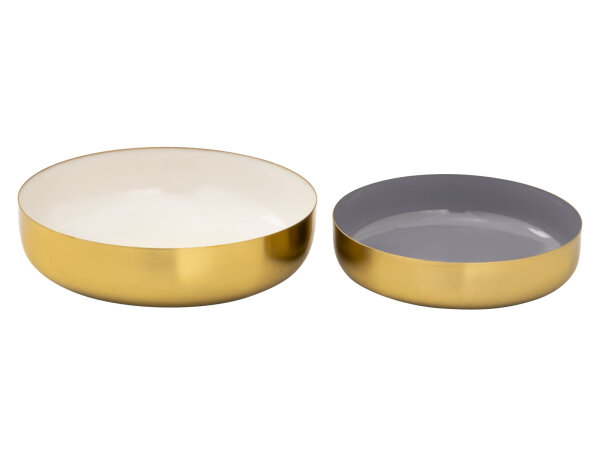Deko Schale 2er Set rund ø 22 Knabberschale Glam hochwertig Metall Emaille gold