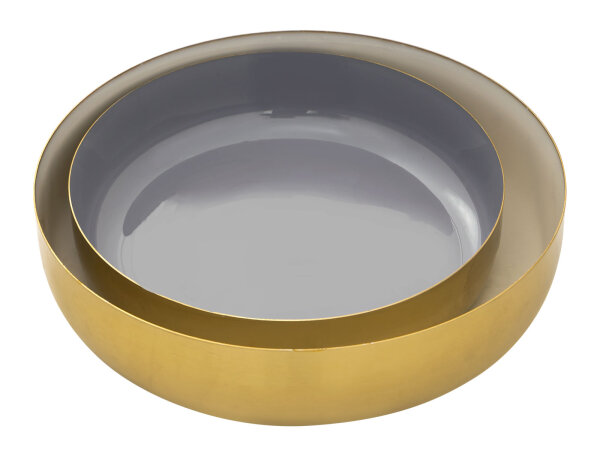 Deko Schale 2er Set rund ø 22 Knabberschale Glam hochwertig Metall Emaille gold