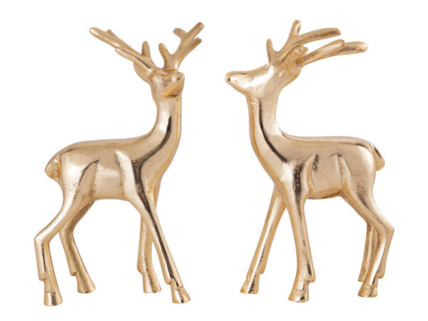 Deko Figur Hirsch 2er Set Tischdekoration Tierfigur silber o. gold Aluminium
