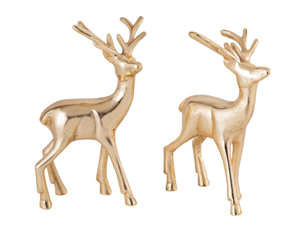 Deko Figur Hirsch 2er Set Tischdekoration Tierfigur silber o. gold Aluminium