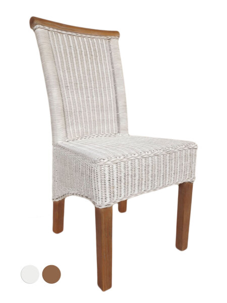 Esszimmer Stuhl Rattanstuhl Essstisch Stuhl weiß Perth Rattan natur Korbstuhl