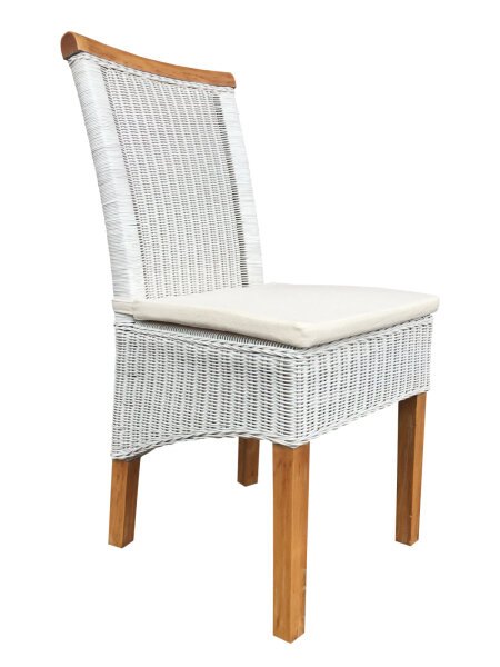Esszimmer-Stühle Set Rattanstühle Perth 6 Stück weiß Korbstühle nachhaltig