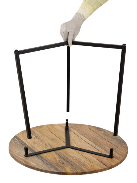 Couchtisch rund Massivholz ø 56cm Wohnzimmertisch Beistelltisch Metall